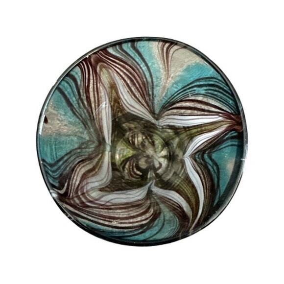 Murano Glassware Tall Brown White Blue Hand Blown Glass Vase - Picture 6 of 10